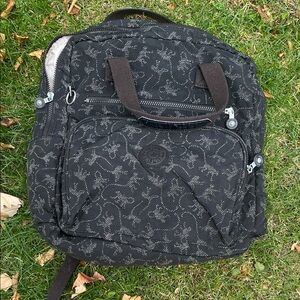 Kipling Black Patterned  Backpack